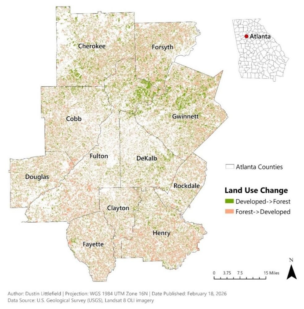 Unsupervised Classification of Atlanta Metropolis Region 1999 and 2021
