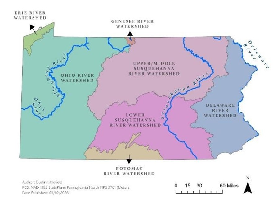 General watershed regions in Pennsylvania